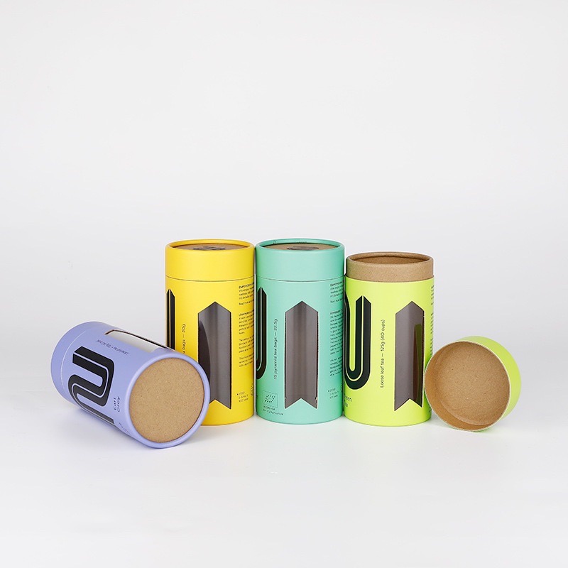 Cardboard tube with clear PVC window for jars/gift/foods